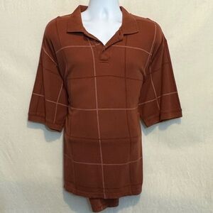 E-2‎ Men’s Austin Clothing Company Brown & Cream Short Sleeve Polo Shirt